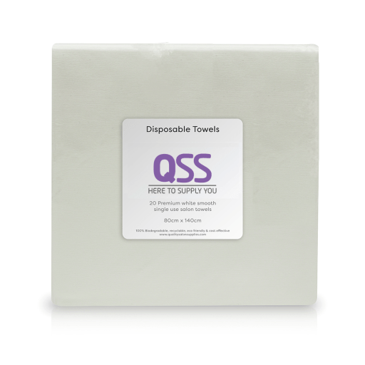 QSS Disposable Hairdressing Towels - Embossed White - 140cm x 80cm - 10