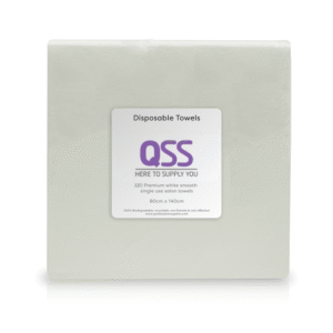 QSS Single Use Hairdressing Towels - Embossed White - 140cm x 80cm